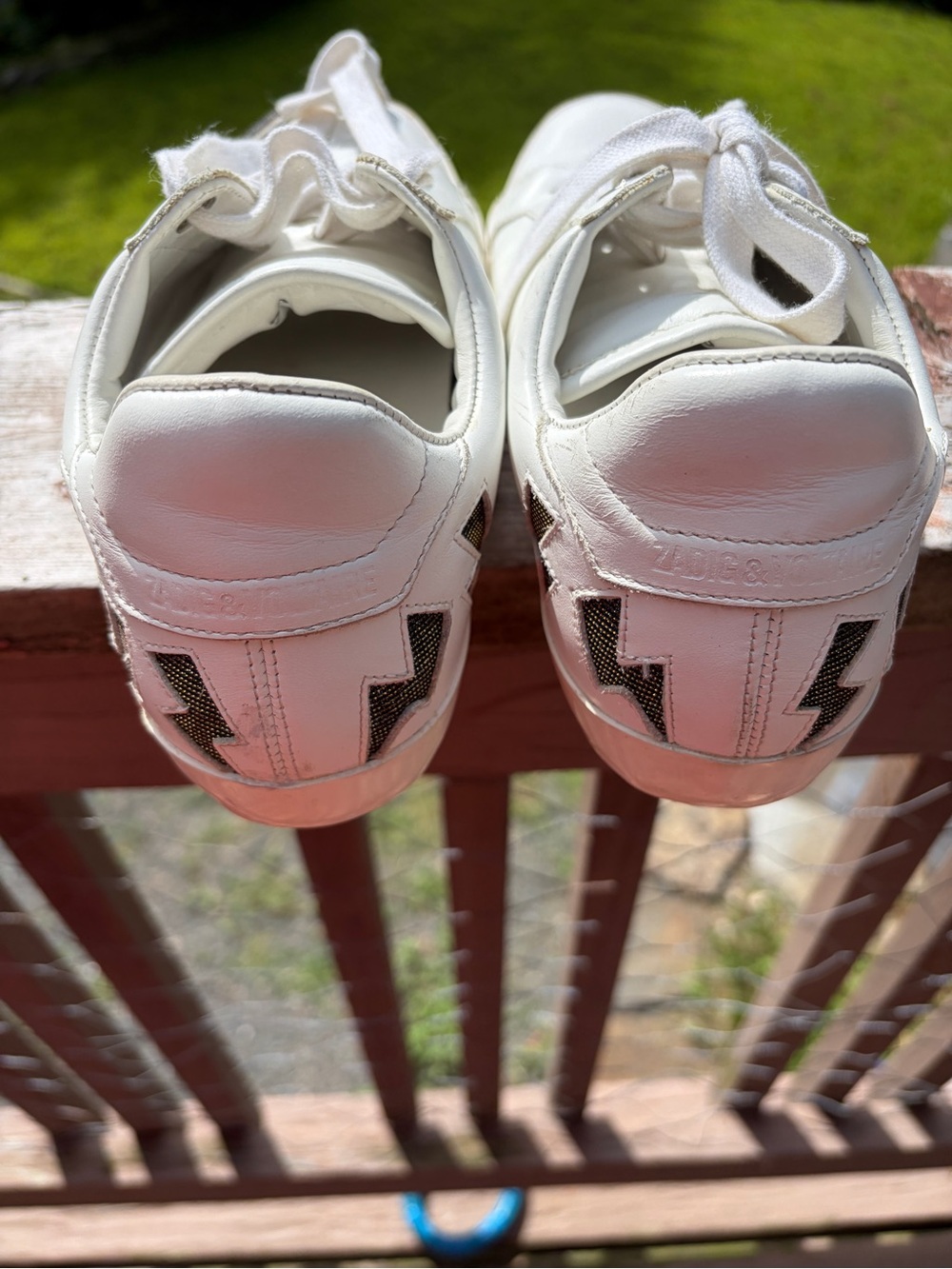Zadig & Voltaire White Sneakers with Black Lightning Accents - Picture 5 of 7